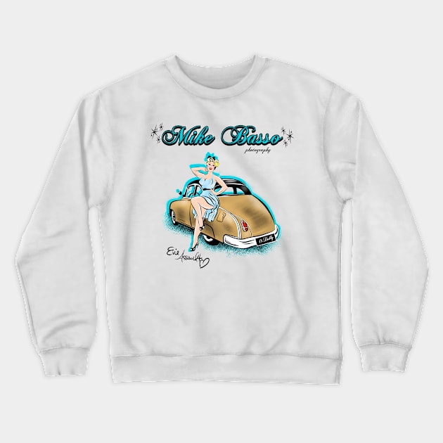 Back Design T- Shirts Blonde Pinup with Gold Custom Car Crewneck Sweatshirt by Mike Basso Photography 